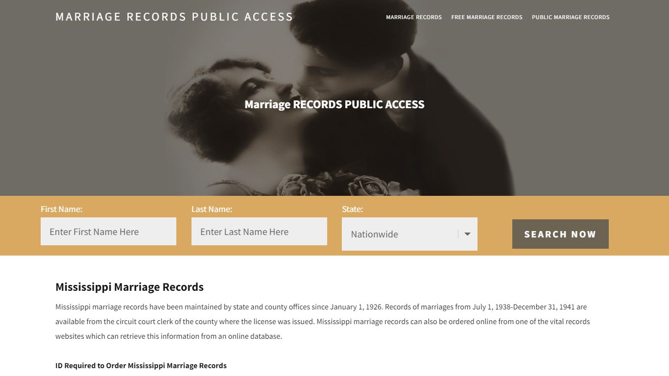Mississippi Marriage Records |Enter Name and Search | 14 Days Free